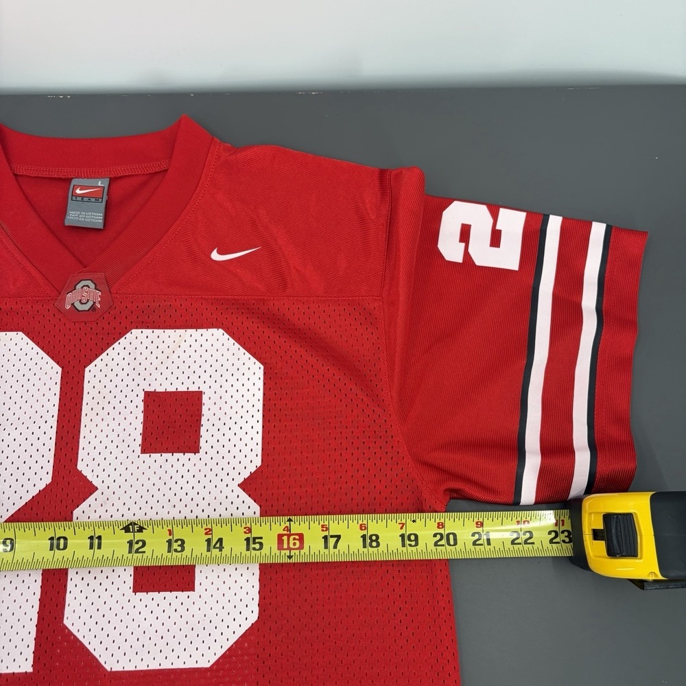 Nike‎ Ohio State OSU Buckeyes #28 Red Football Jersey Womens Size Large Mesh Red - Picture 8 of 9
